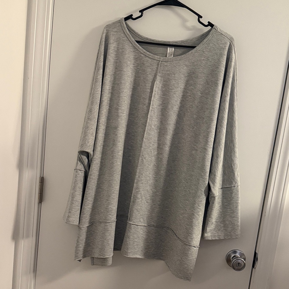 SPANX Perfect Length Top with 3/4 Sleeves Dolman, Heather Grey, 3X